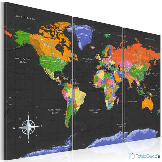 Achat d'un Tableau Mural Carte du Monde - TabloDéco.fr