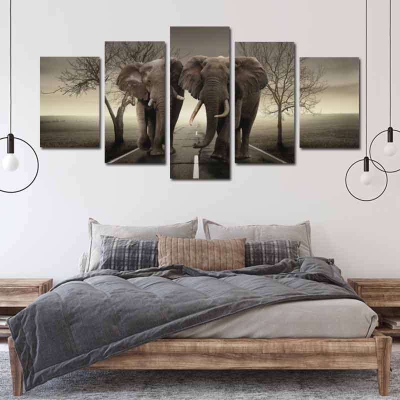 Tableau Décoratif Éléphants sur la route