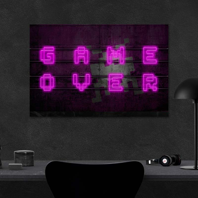Tableau sur toile imprimée Néon Game Over