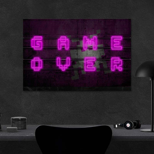 Tableau sur toile imprimée Néon Game Over