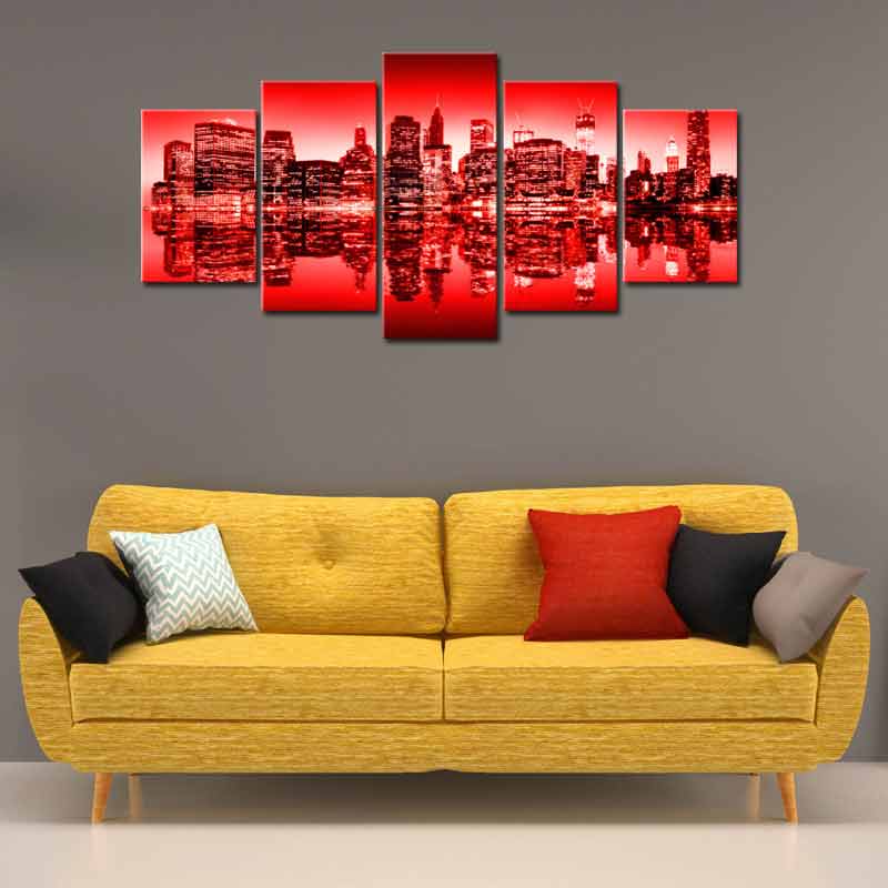 Tableau sur toile New York Rouge