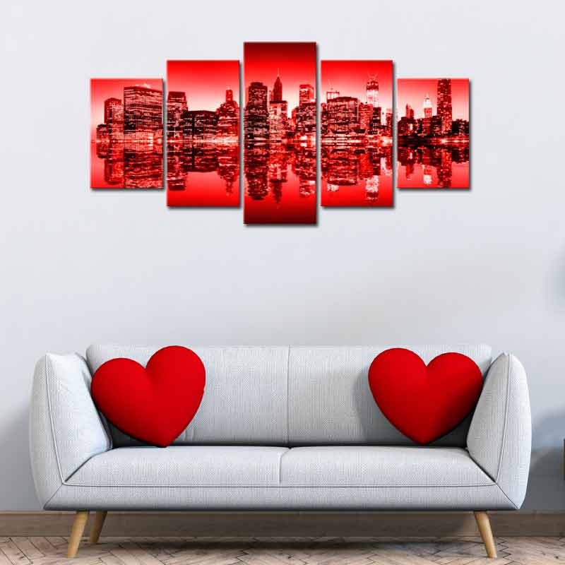 Tableau de  décoration de New York en Rouge