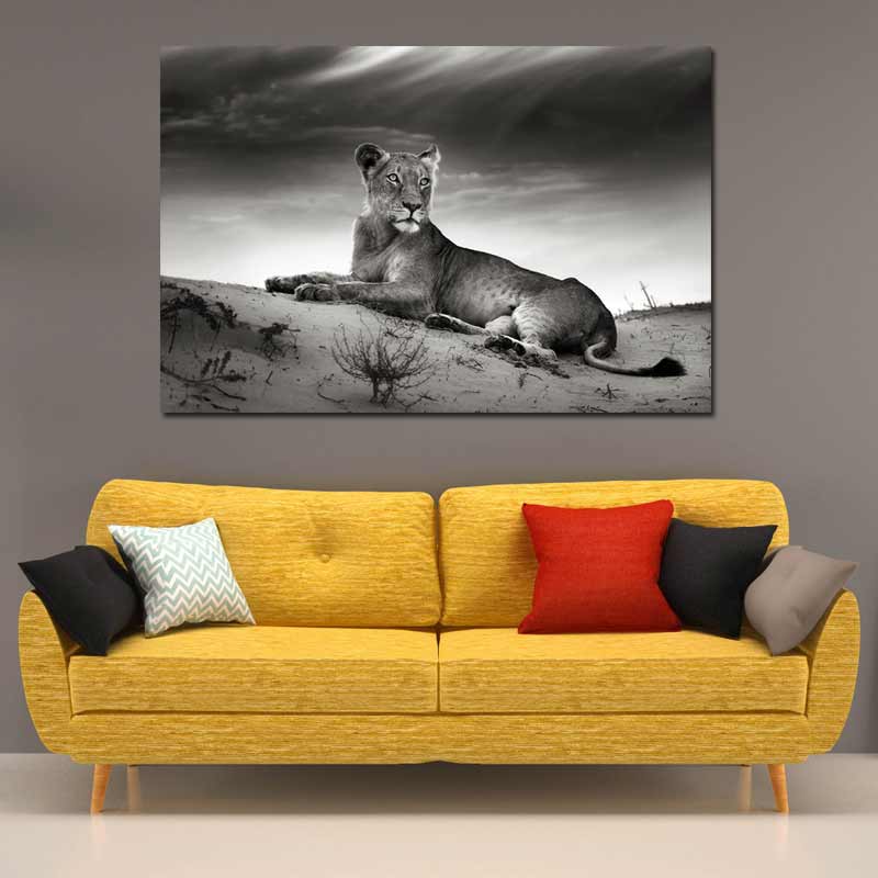 Tableau Noir et Blanc Lionne