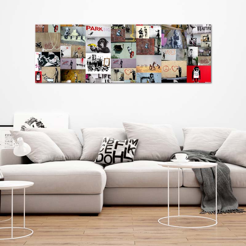 Toile décorative au format Panoramique de Banksy - TabloDéco.fr