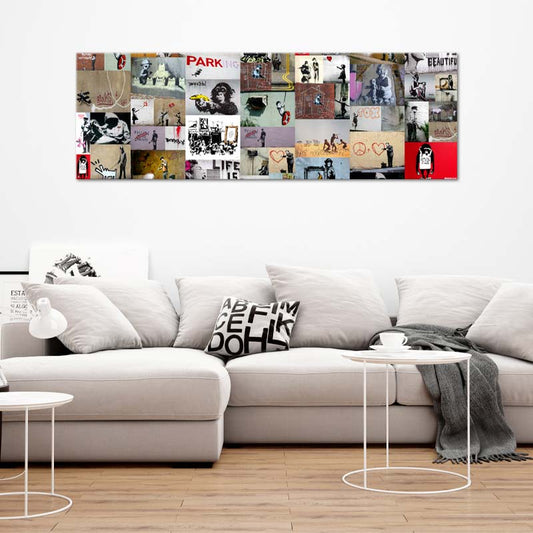 Toile décorative au format Panoramique de Banksy - TabloDéco.fr