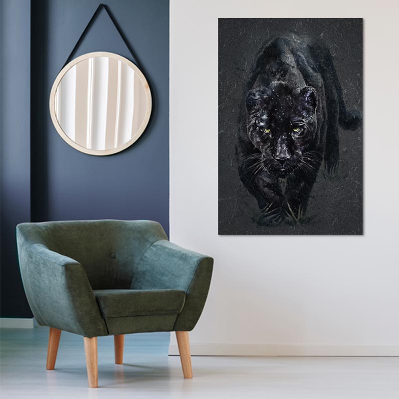 Tableau décoratif sur toile imprimée d'une Panthère Noire