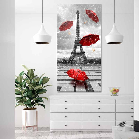 toile paris parapluie rouge - TabloDéco.fr