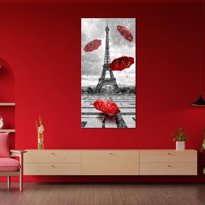 Tableau déco Paris parapluie rouge - TabloDéco.fr