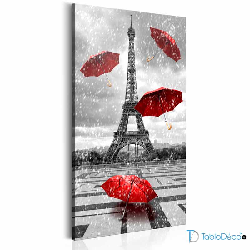 Acheter un Tableau de Paris avec des Parapluies Rouges - TabloDéco.fr