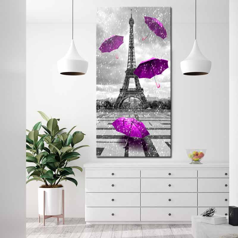 Tableau Paris Parapluies Violets - TabloDéco.fr