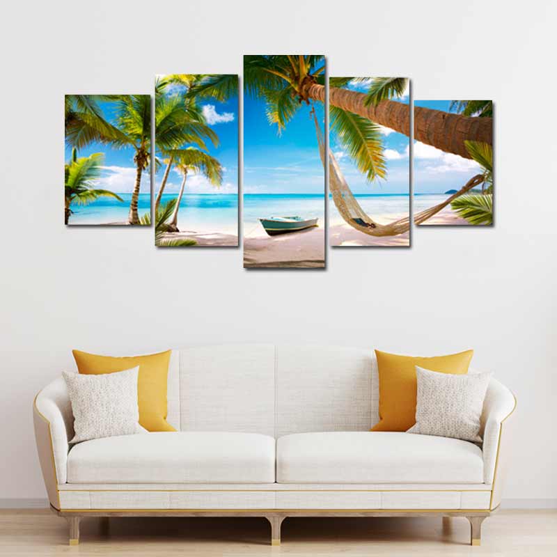 Tableau Paysage Tropical en 5 parties