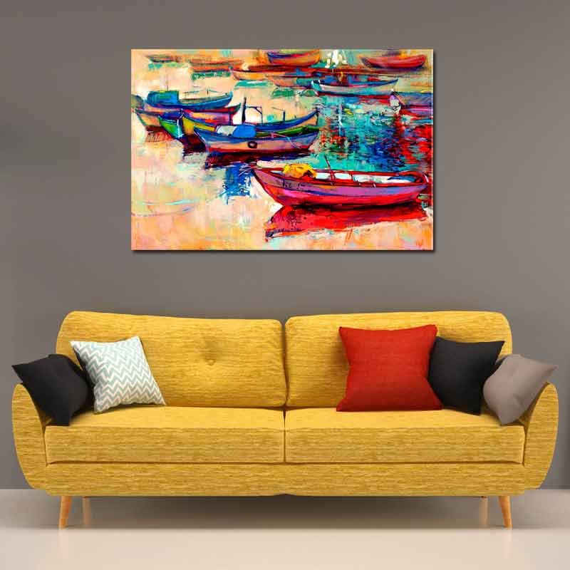 Tableau décoratif d'une Peinture avec des Bateaux