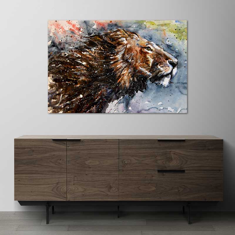 tableau de décoration en peinture d'un Lion - TabloDéco.fr
