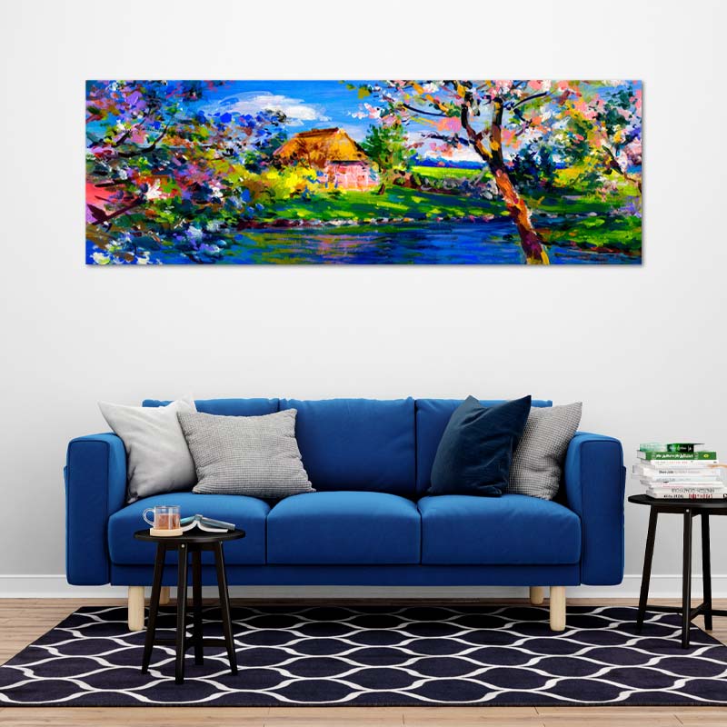 Toile Peinture d'une Maison Colorée - TabloDéco.fr