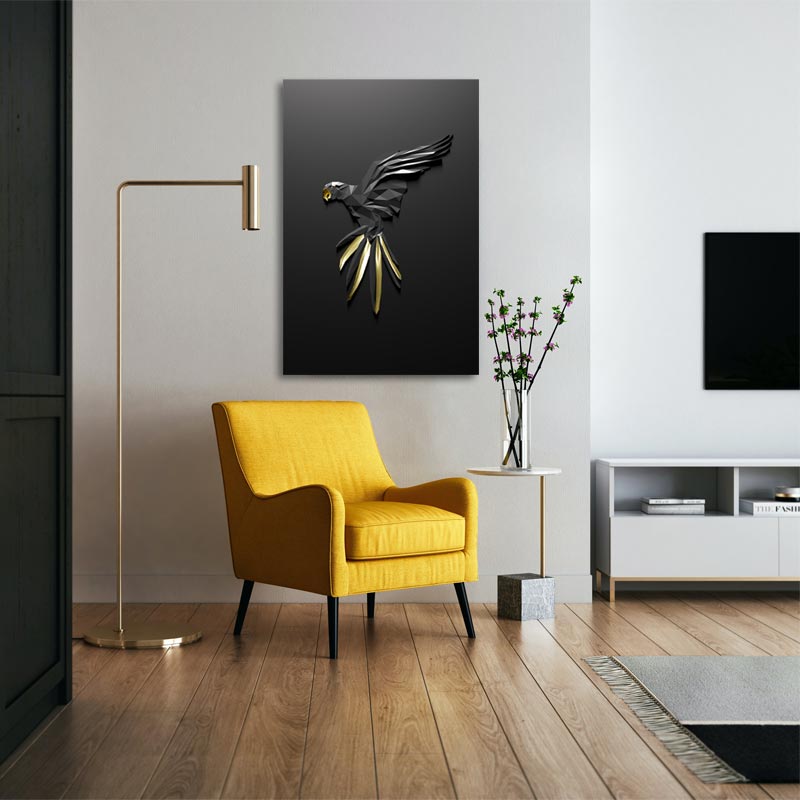 Tableau décoratif Perroquet Design dans un salon