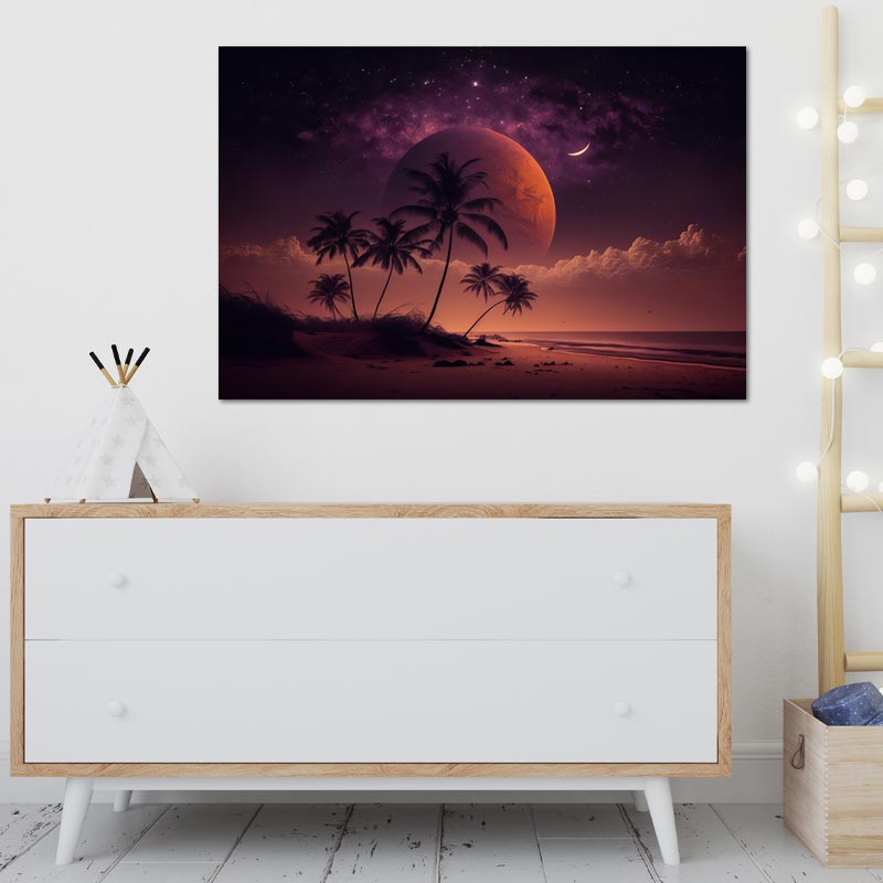 Toile imprimée de décoration avec une Plage Galactique - TabloDécofr