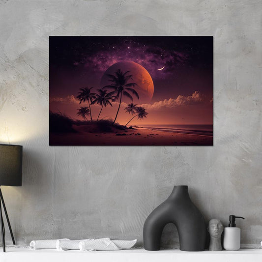 Toile de décoration avec une Plage Galactique - TabloDéco.fr