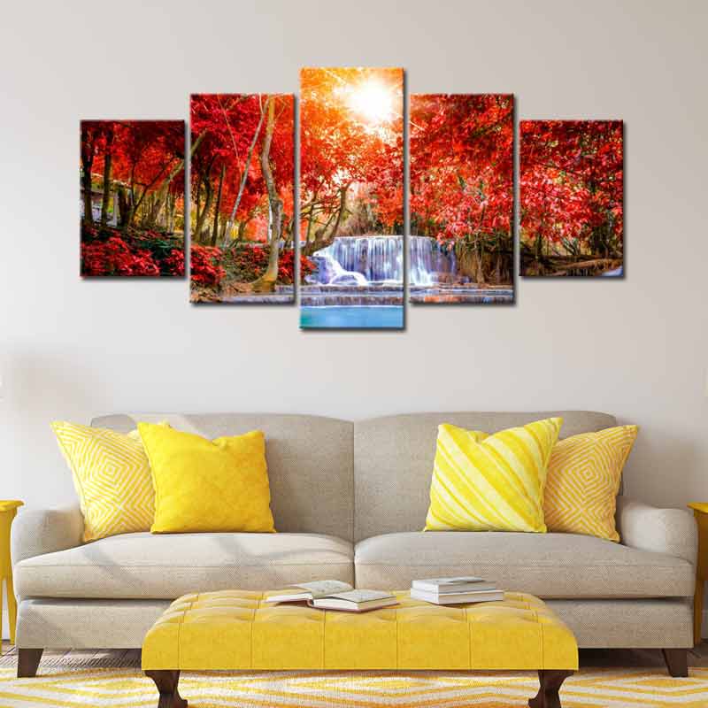 Tableau Décoratif en Plusieurs Parties avec Arbres
