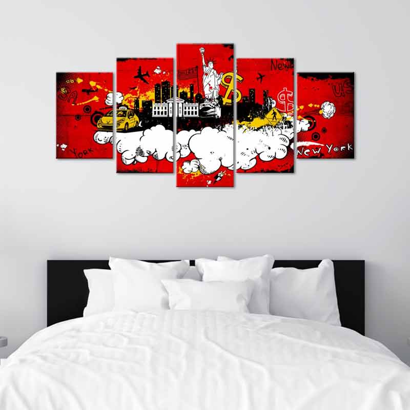 Tableau Pop Art  en 5 parties de New York