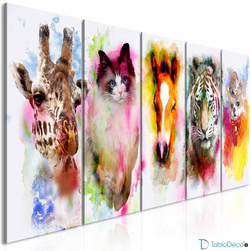 Tableau Portrait Animaux Colorés - TabloDéco.fr