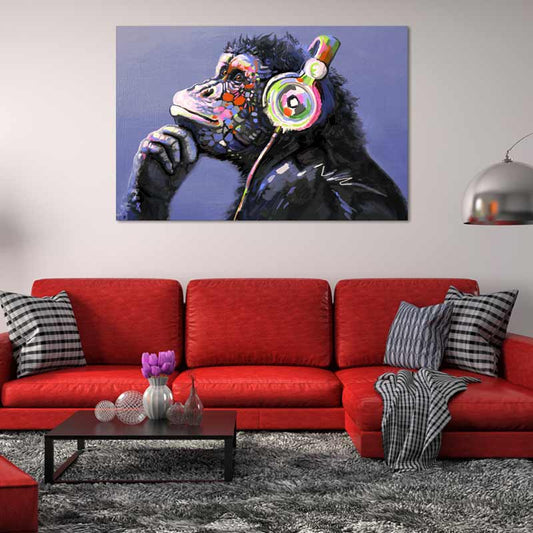 Tableau Singe Casque Audio