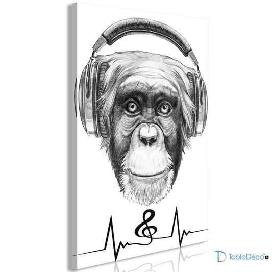 Acheter un Tableau Singe Casque Musique