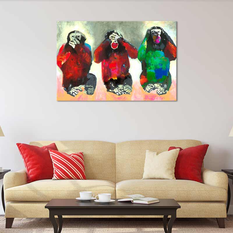 Tableau des 3 Singes de la Sagesse
