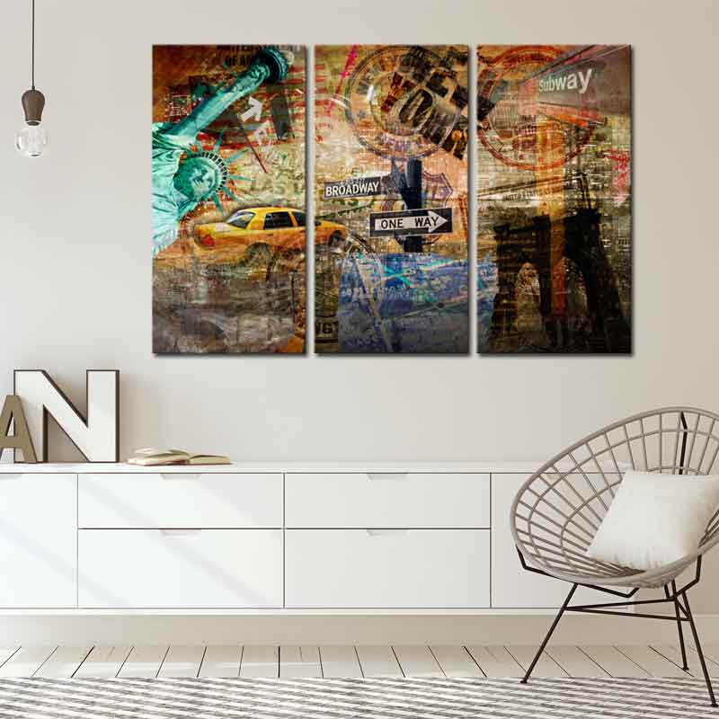 Tableau Street Art New York en 3 panneaux