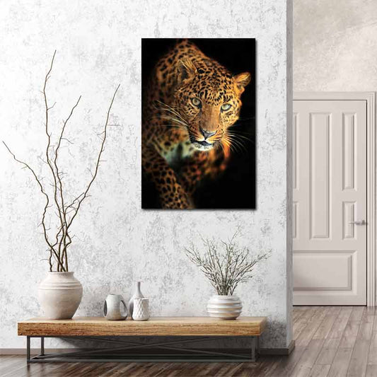 Tableau déco sur toile d'un Léopard