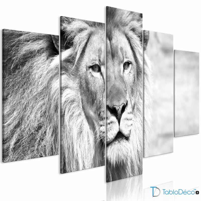 Tableau Tête de Lion Noir et Blanc