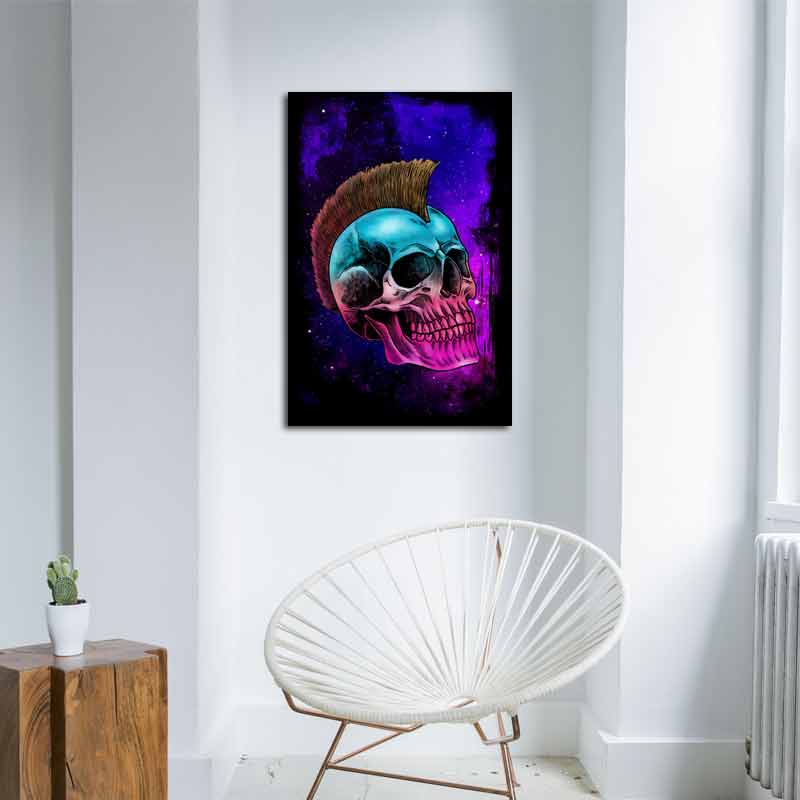 Tableau sur toile d'un Tête de Mort en Couleurs