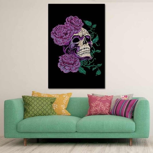 Tableau Tête de Mort Design Fleurie