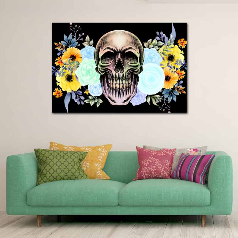 Tableau Tête de Mort Fleur