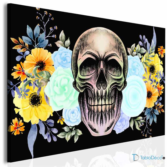 Acheter un Tableau Tête de Mort avec des Fleurs