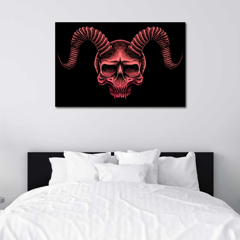 Tableau décoratif sur toile d'une Tête de Mort Gothique