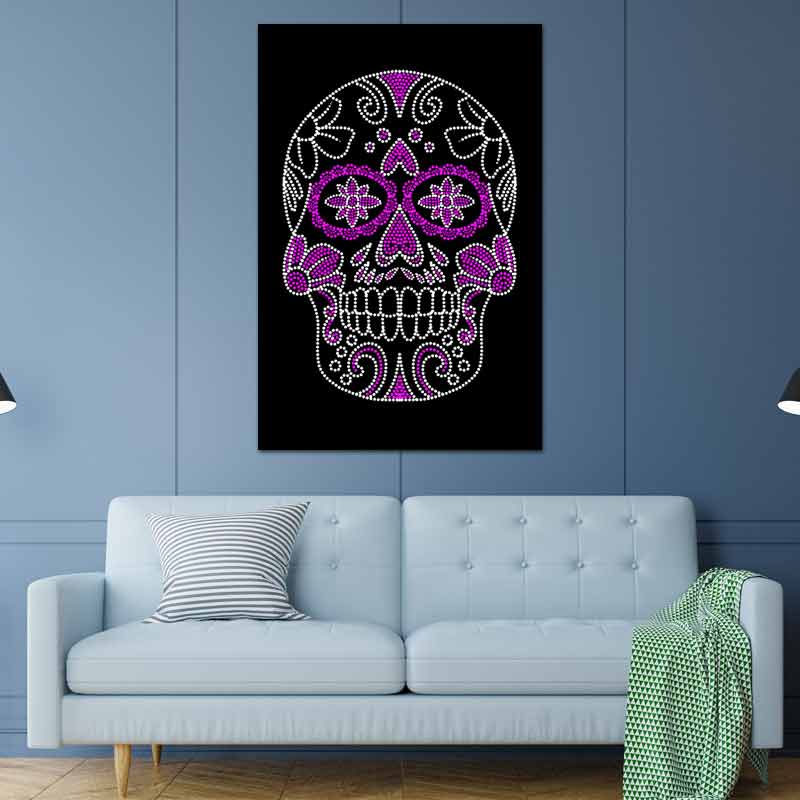 Tableau décoratif d'une Tête de Mort en Paillettes