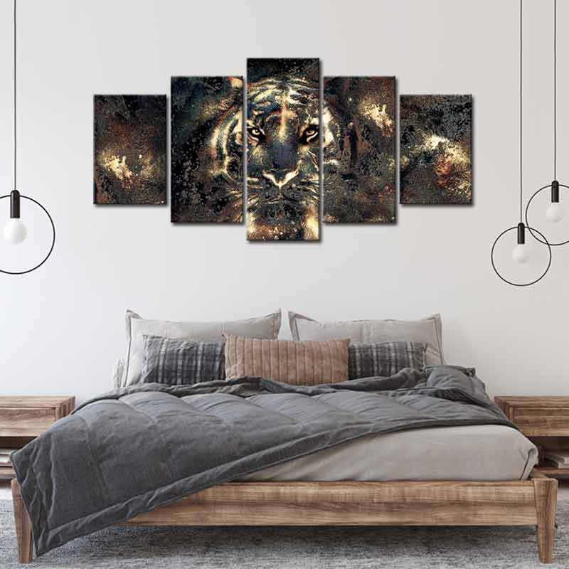 Tableau en 5 panneaux d'un Tigre