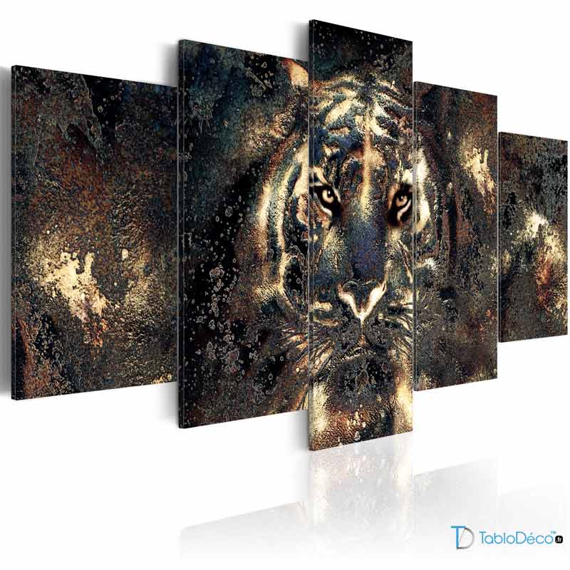 Tableau sur toile Tigre 5 panneaux