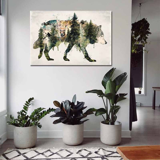 Tableau imprimé sur Toile avec un Loup