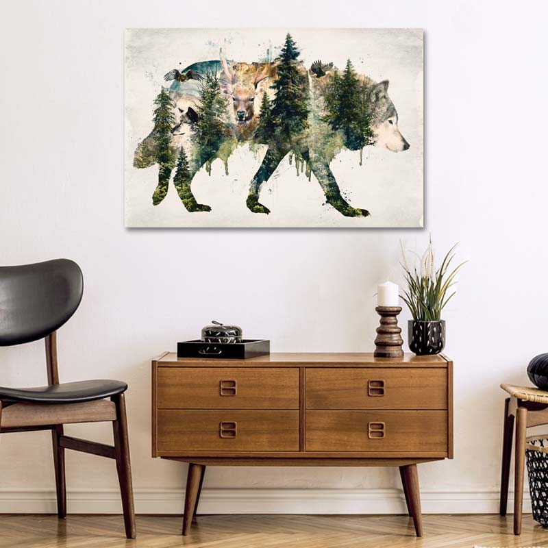 Tableau décoratif sur toile d'un loup - TabloDéco