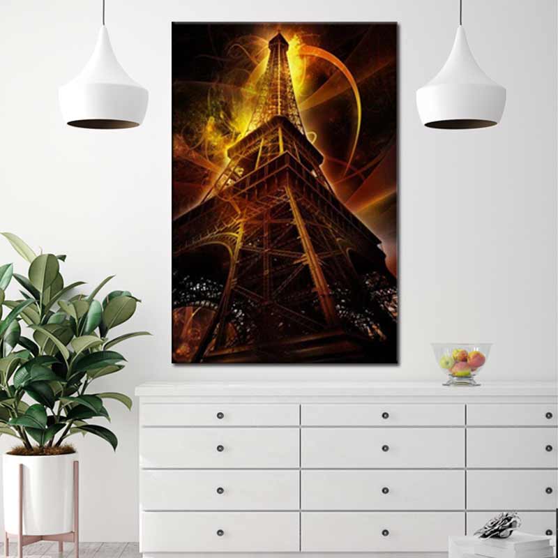 ▷ Tableau sur toile de la Tour Eiffel de Nuit