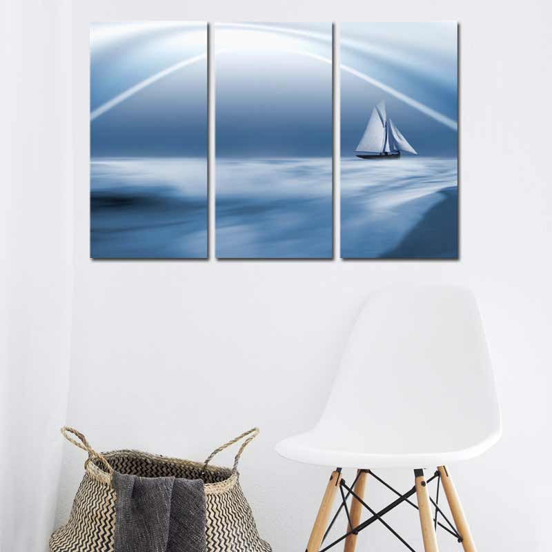 Triptyque décoratif d'un Bateau