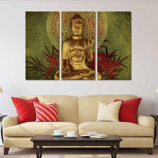 Tableau sur toile en Triptyque de Bouddha