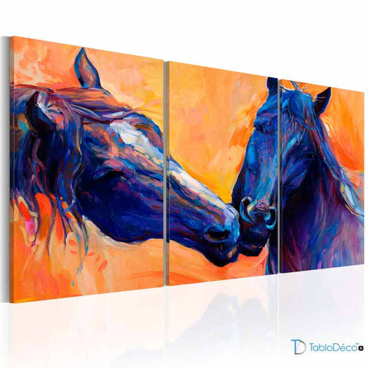 Tableau Triptyque Chevaux