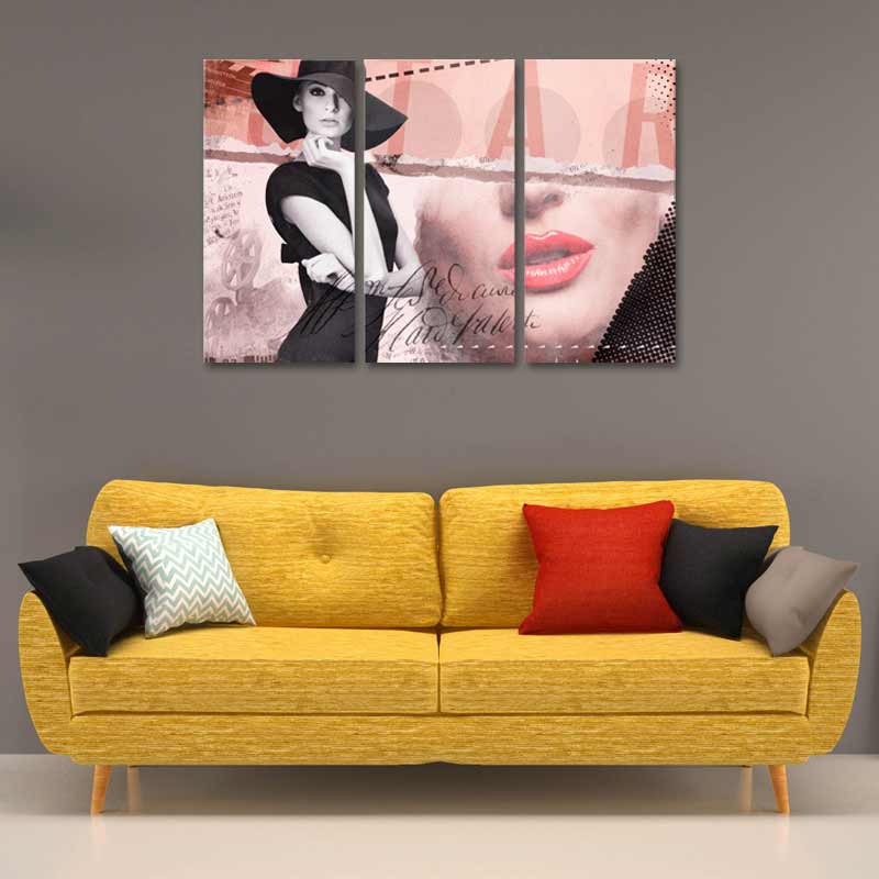 Triptyque sur toile d'une Femme