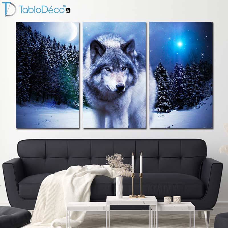 Triptyque Décoratif avec un Loup