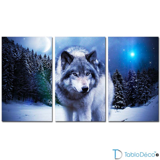 Tableau en 3 parties avec un Loup