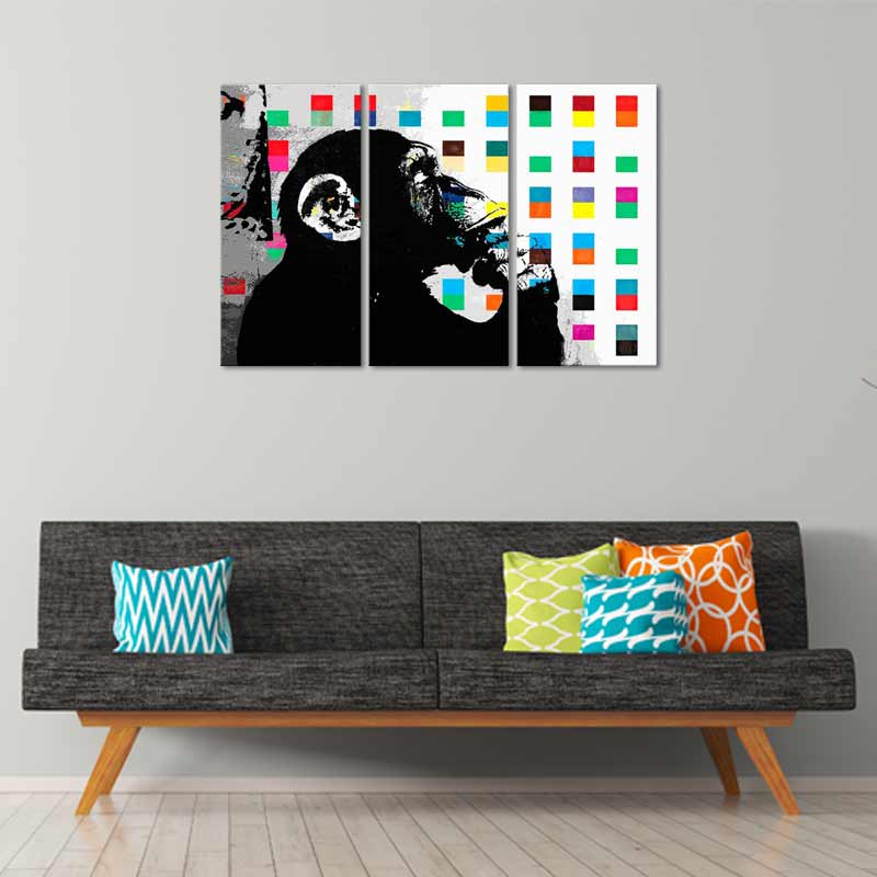 Tableau Triptyque Singe