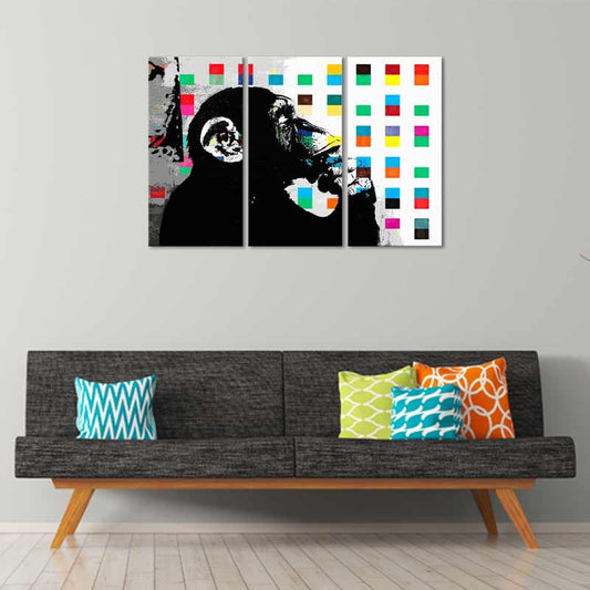 Tableau Triptyque Singe