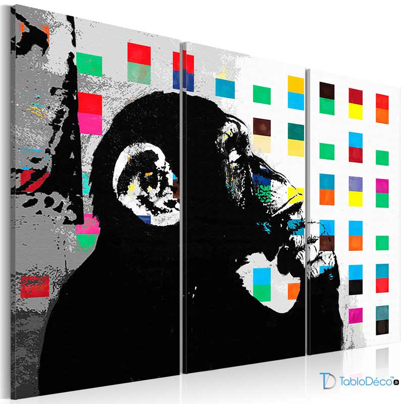 Acheter un Tableau Triptyque Singe